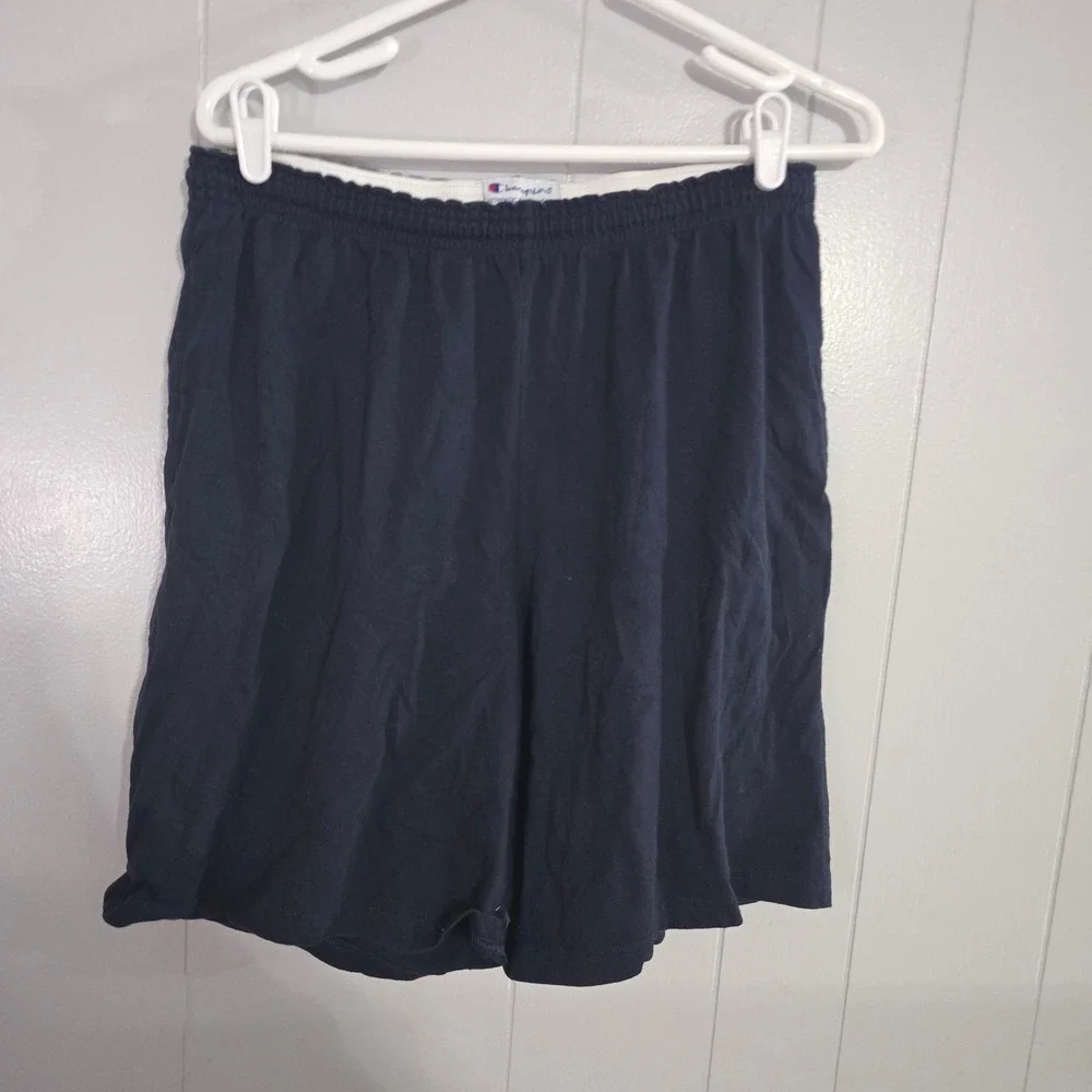 Champion Jersey Athletic Shorts Mens L Navy Blue Elastic Waist Drawstring